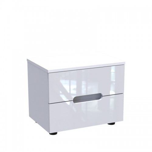 Κομοδίνο Afina Pakoworld Mdf Σε Λευκή Glossy Απόχρωση 50X35X41Εκ