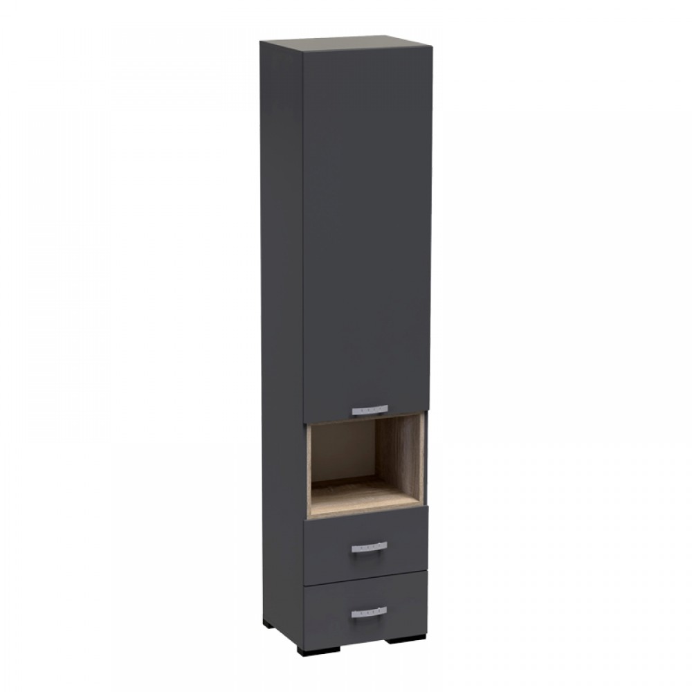 Βιτρίνα-Στήλη Toscana Pakoworld Σε Ανθρακί Απόχρωση 50X42X222.5Εκ