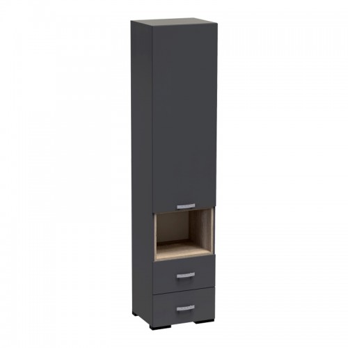 Βιτρίνα-Στήλη Toscana Pakoworld Σε Ανθρακί Απόχρωση 50X42X222.5Εκ