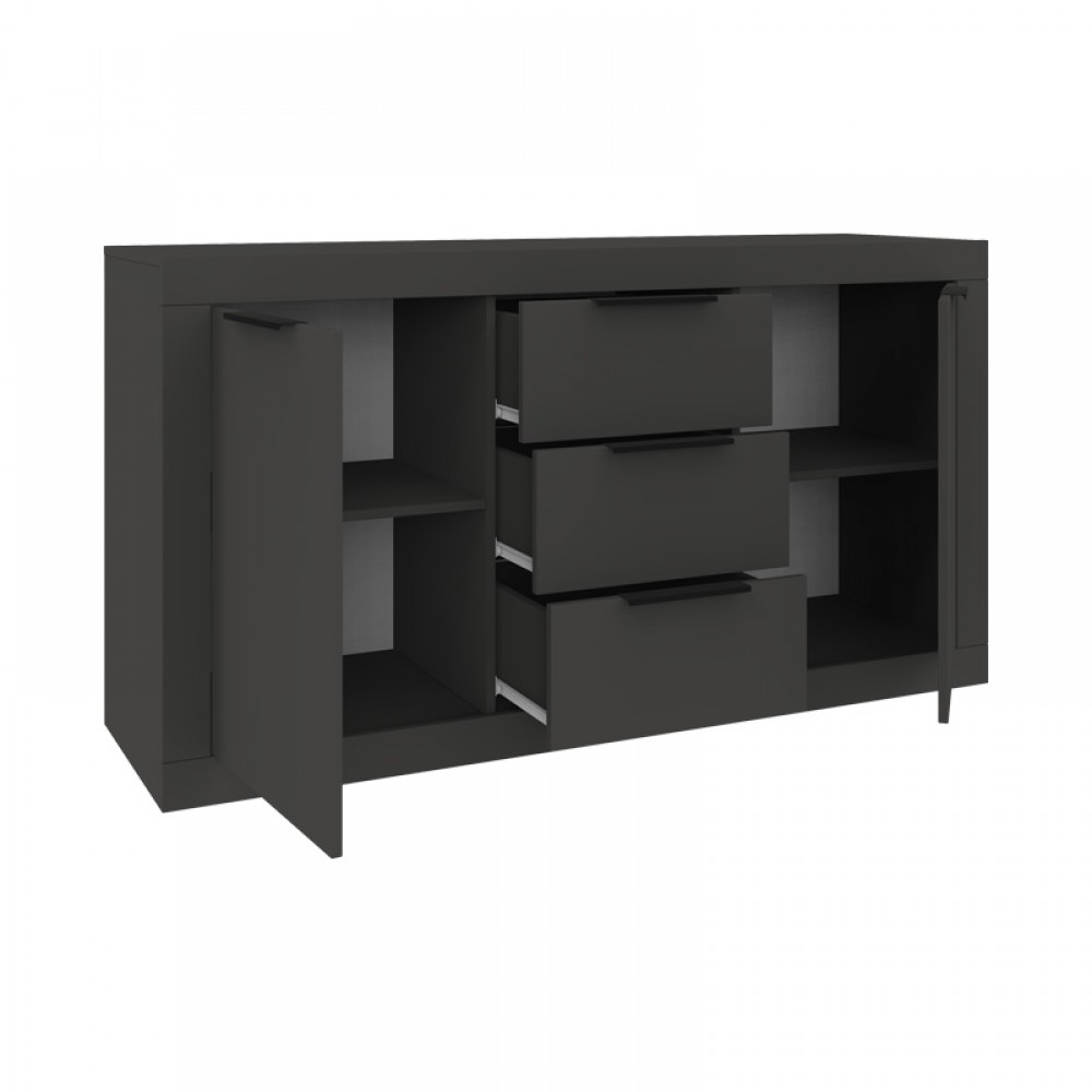 Μπουφές Doha Pakoworld Σε Ανθρακί Απόχρωση 150X45X80.5Εκ