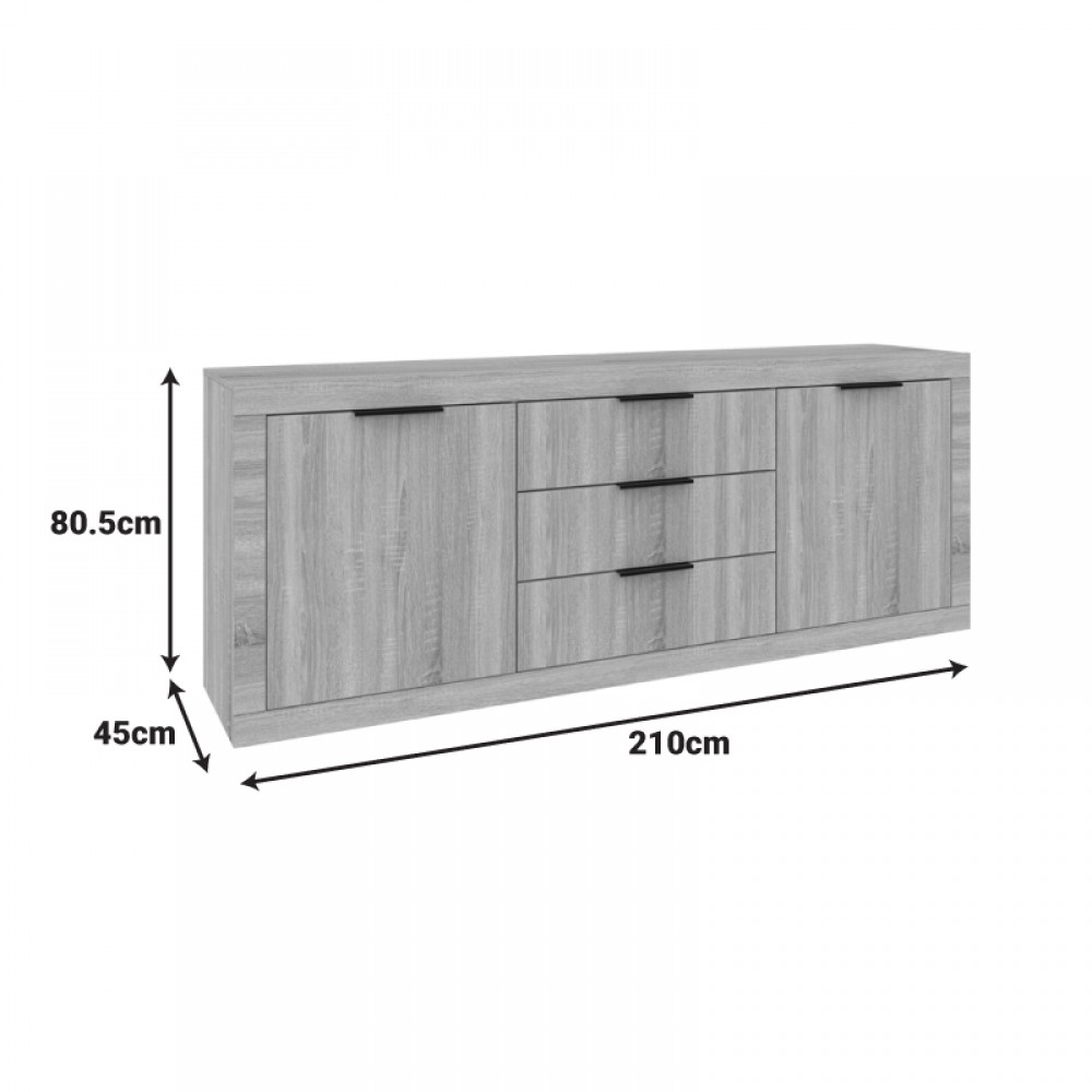 Μπουφές Doha Pakoworld Σε Ανθρακί Απόχρωση 210X45X80.5Εκ