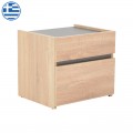 Κομοδίνο Comcie Pakoworld Σε Φυσικό Με Γκρι Απόχρωση 50X42X45.5Εκ