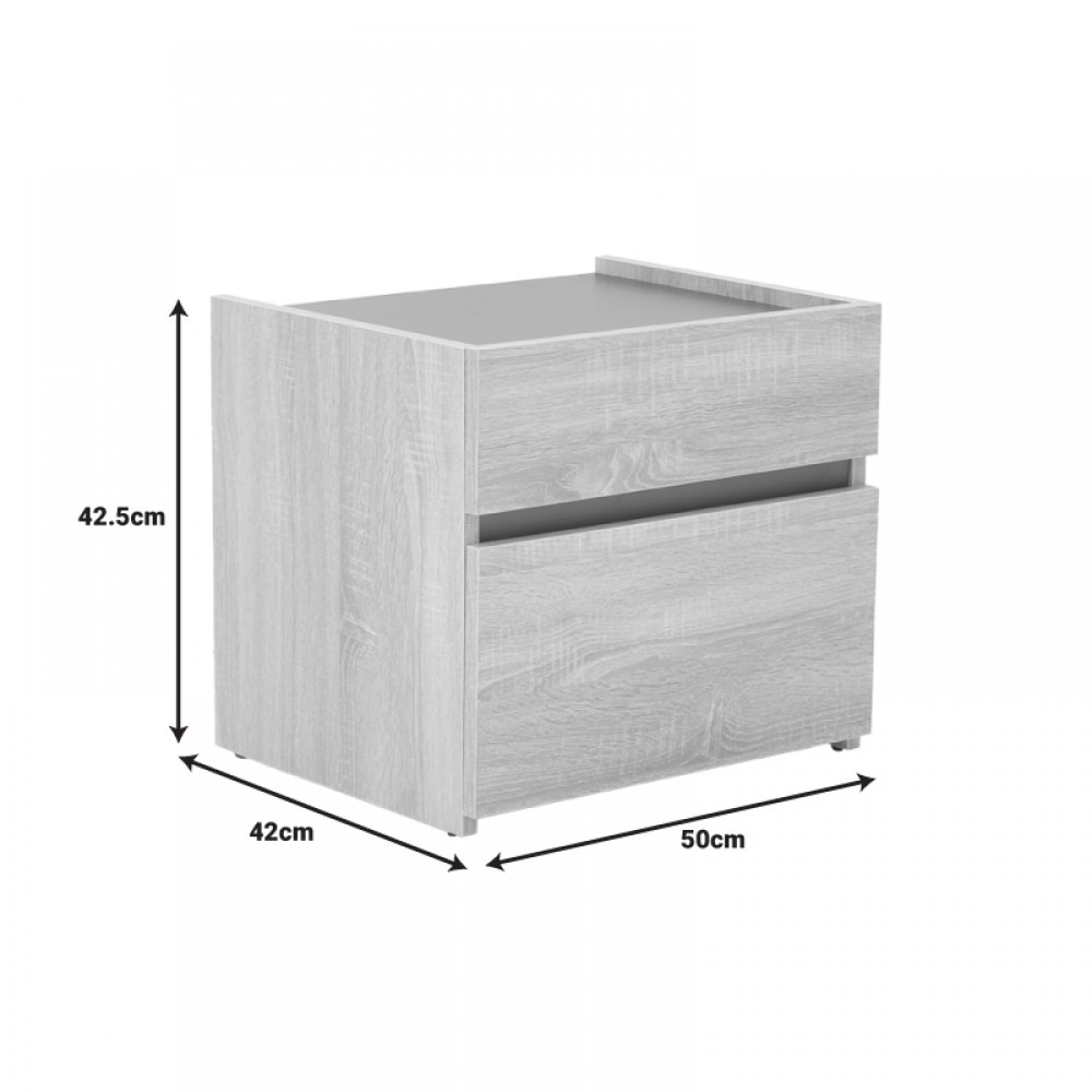 Κομοδίνο Comcie Pakoworld Σε Φυσικό Με Γκρι Απόχρωση 50X42X45.5Εκ