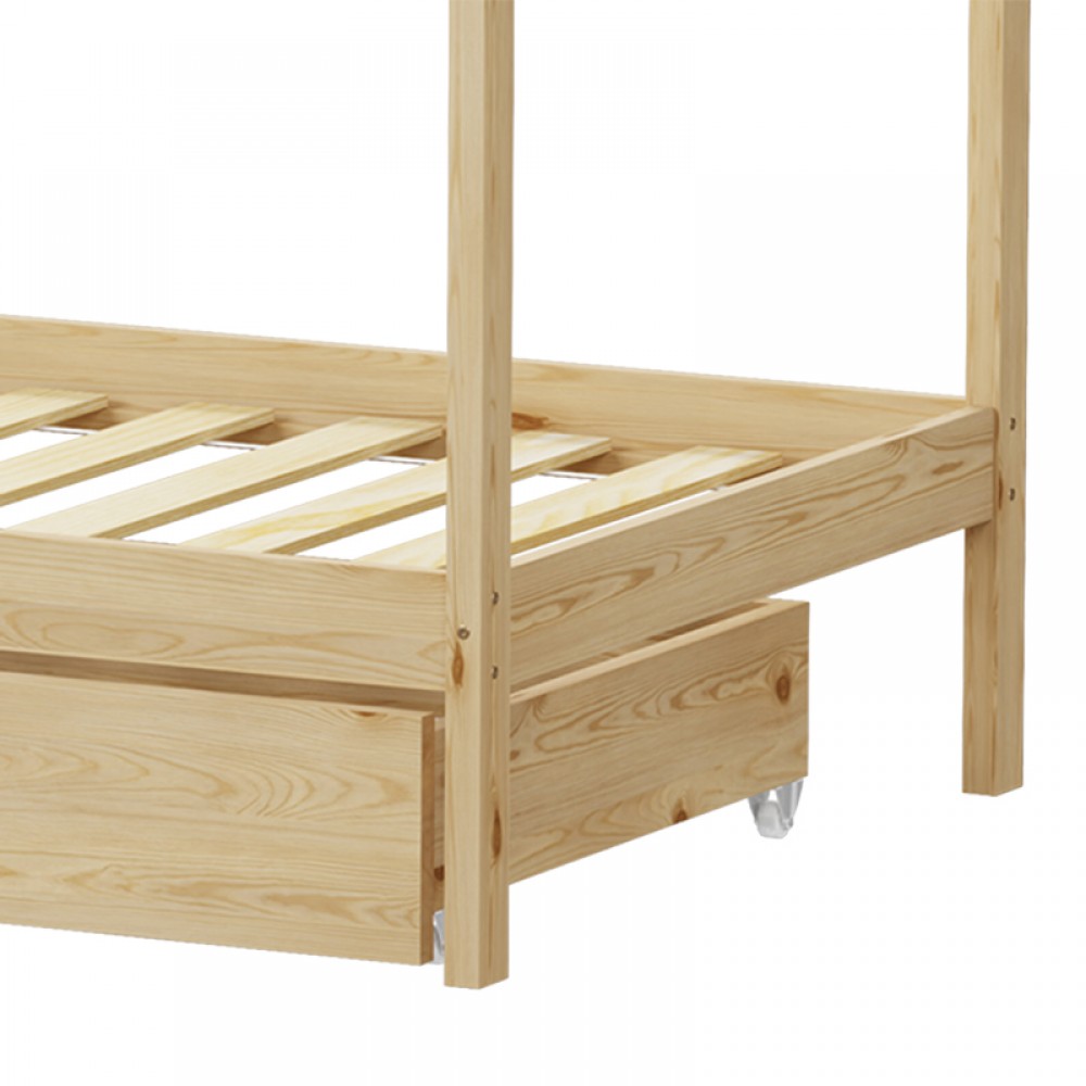 Παιδικό Κρεβάτι Mellin Τ. Montessori Με 2 Συρτάρια Pakoworld Ξύλο Πεύκου Σε Φυσική Απόχρωση 90X190Εκ