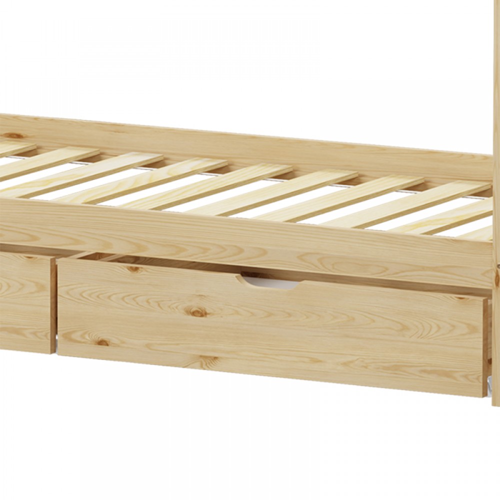 Παιδικό Κρεβάτι Mellin Τ. Montessori Με 2 Συρτάρια Pakoworld Ξύλο Πεύκου Σε Φυσική Απόχρωση 90X190Εκ