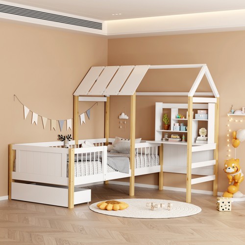 Παιδικό Κρεβάτι Bedria Pakoworld Τ. Montessori Ξύλο Σε Λευκή-Φυσική Απόχρωση 90X190Εκ