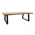 Τραπέζι Σαλονιού Miles Slim Pakoworld Μασίφ Ξύλο Ακακίας Σε Φυσική Απόχρωση Με Μαύρα Μεταλλικά Πόδια 115X60X45Εκ