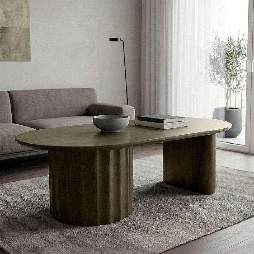 Τραπέζι Σαλονιού Flute Pakoworld Wenge Μασίφ Ξύλο Μάνγκο 130X65X40Εκ