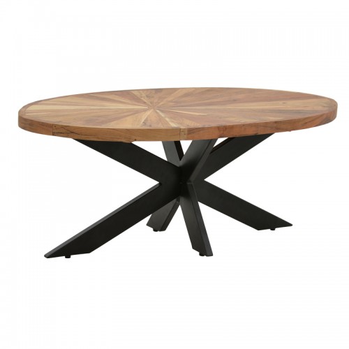 Τραπέζι Σαλονιού Fardy Pakoworld Μασίφ Ξύλο Ακακίας Σε Φυσική Απόχρωση Με Μαύρα Μεταλλικά Πόδια 120X60X45Εκ