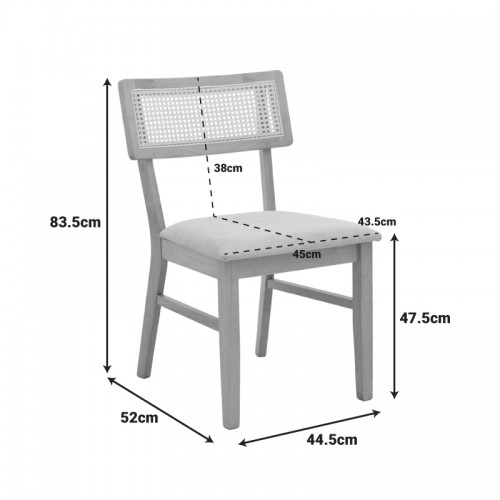 Καρέκλα Raffles Pakoworld Rubberwood Με Pe Rattan Και Γκρι Μπεζ Ύφασμα 47X48X83.5Εκ