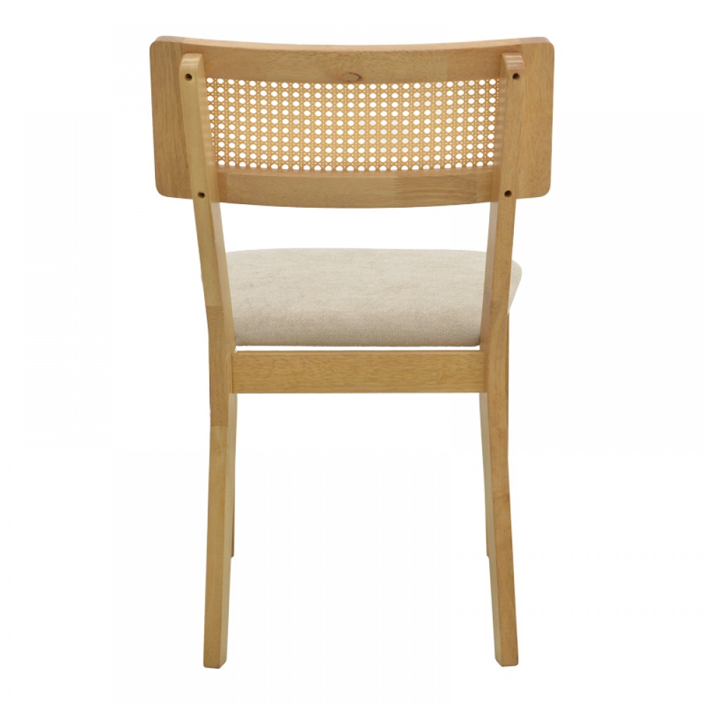 Καρέκλα Raffles Pakoworld Rubberwood Με Pe Rattan Και Γκρι Μπεζ Ύφασμα 47X48X83.5Εκ