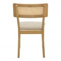 Καρέκλα Raffles Pakoworld Rubberwood Με Pe Rattan Και Γκρι Μπεζ Ύφασμα 47X48X83.5Εκ