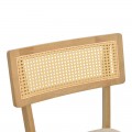 Καρέκλα Raffles Pakoworld Rubberwood Με Pe Rattan Και Γκρι Μπεζ Ύφασμα 47X48X83.5Εκ