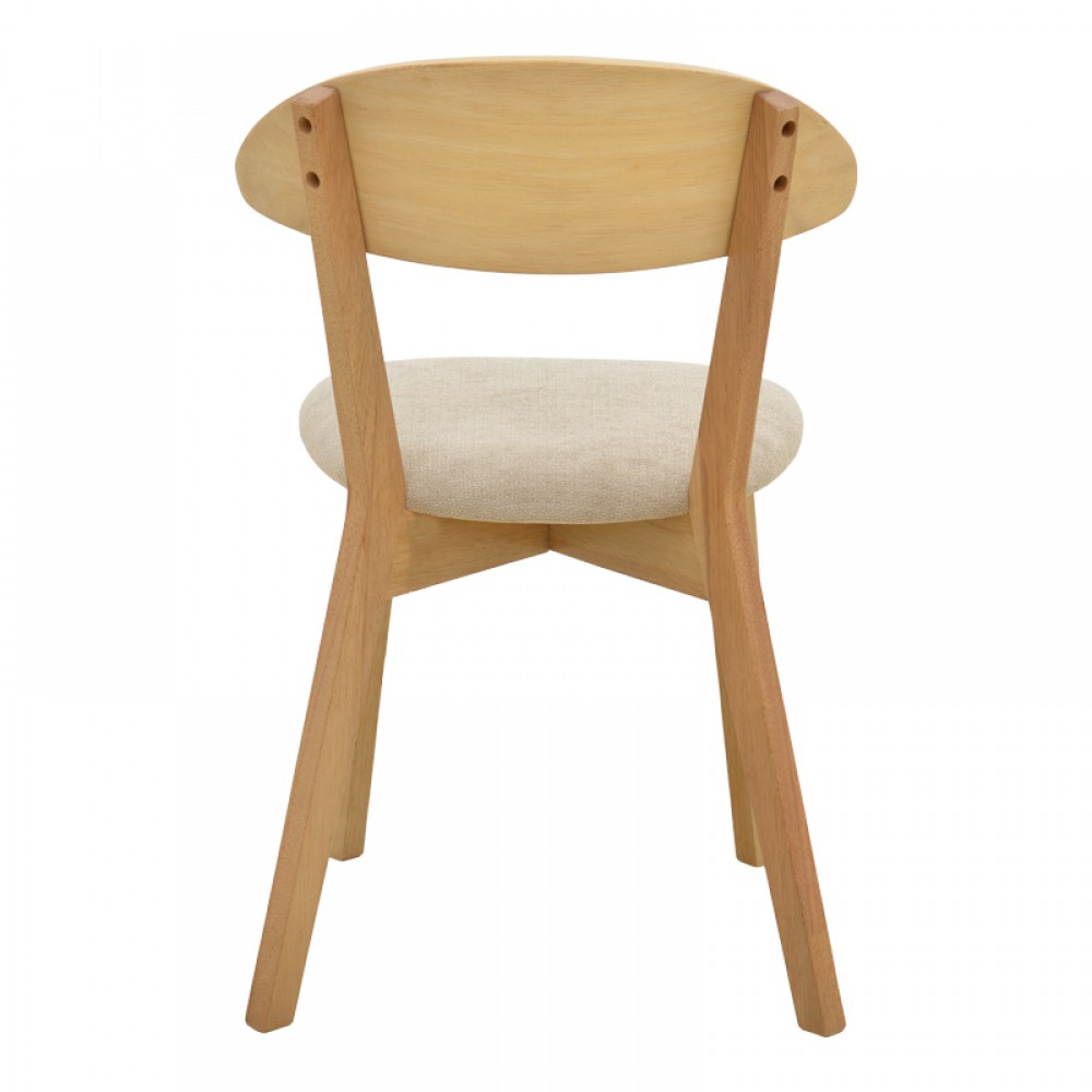 Καρέκλα Canon Pakoworld Rubberwood Σε Φυσική Απόχρωση Με Γκρι Μπεζ Ύφασμα 43X52X83,5Εκ