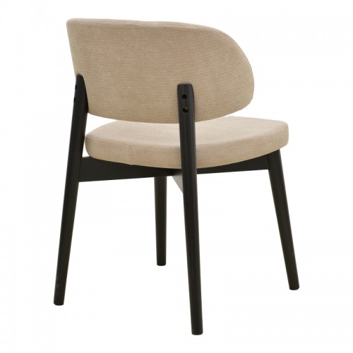 Καρέκλα Siena Pakoworld Μπεζ Ύφασμα Μαύρο Rubberwood 48X50X81Εκ