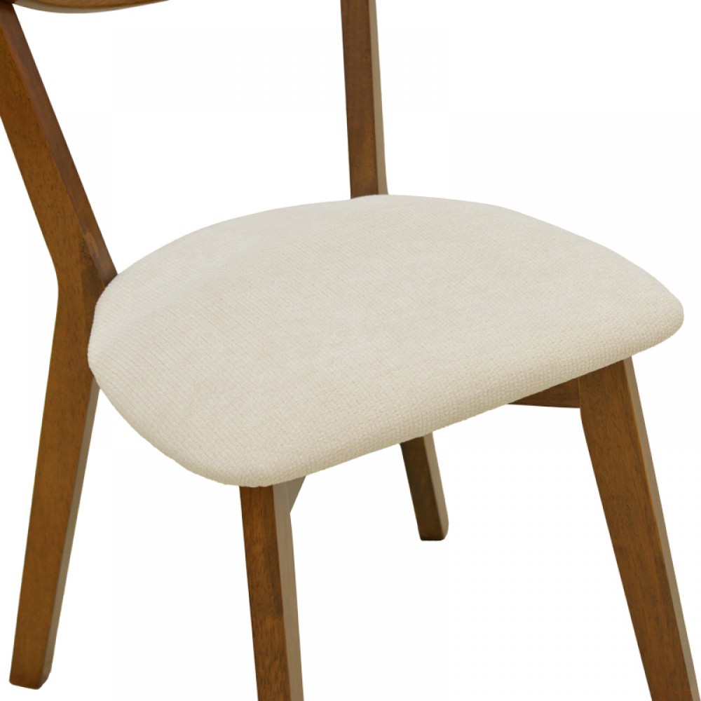 Καρέκλα Canon Pakoworld Καρυδί Rubberwood Εκρού Ύφασμα 43X52X83,5Εκ