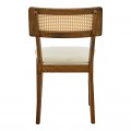 Καρέκλα Raffles Pakoworld Καρυδί Rubberwood Με Pe Rattan Και Εκρού Ύφασμα 47X48X83.5Εκ