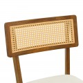 Καρέκλα Raffles Pakoworld Καρυδί Rubberwood Με Pe Rattan Και Εκρού Ύφασμα 47X48X83.5Εκ