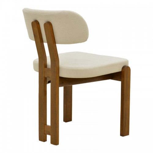 Καρέκλα Genoa Pakoworld Καρυδί Rubberwood Και Εκρού Ύφασμα 50X43X82Εκ