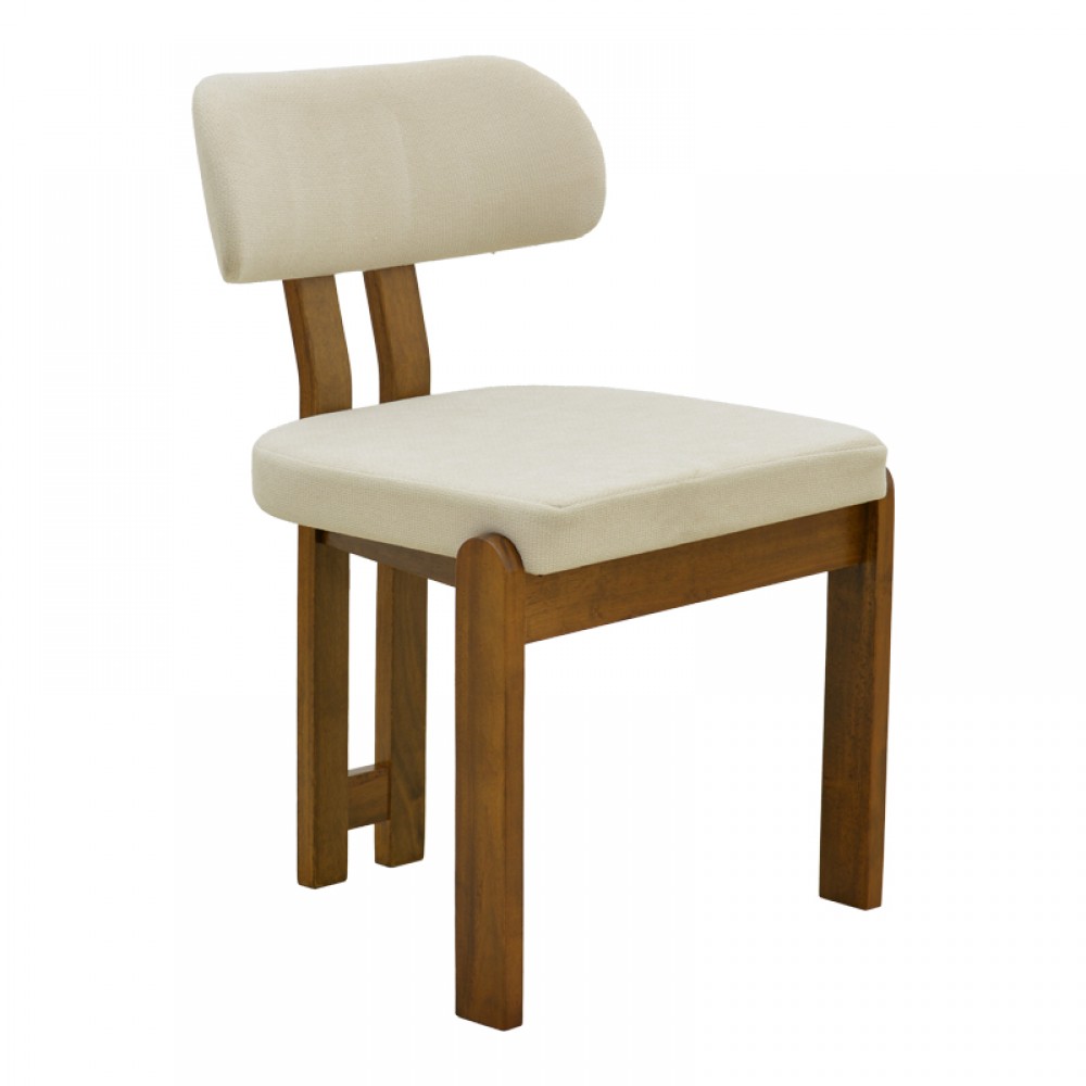 Καρέκλα Genoa Pakoworld Καρυδί Rubberwood Και Εκρού Ύφασμα 50X43X82Εκ