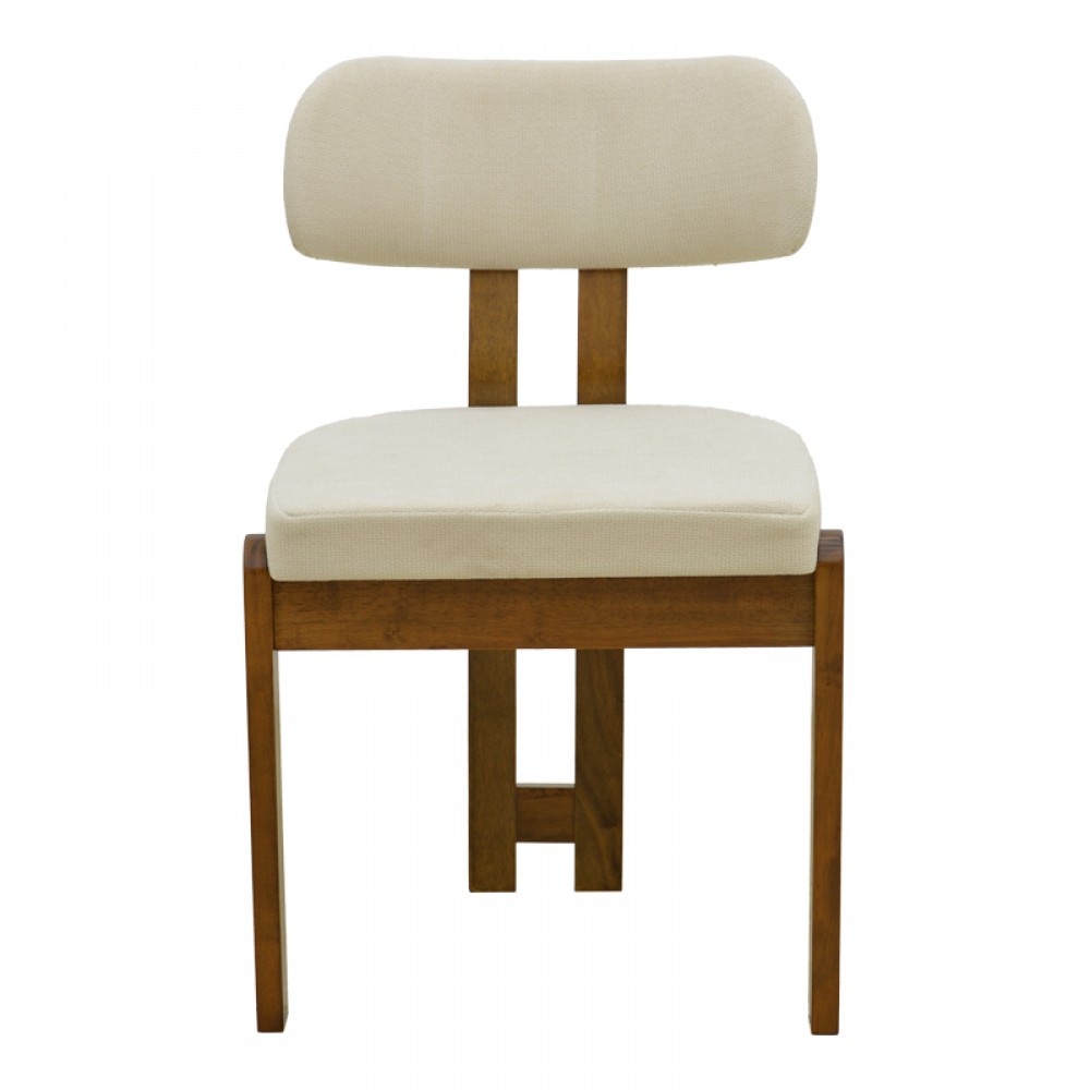 Καρέκλα Genoa Pakoworld Καρυδί Rubberwood Και Εκρού Ύφασμα 50X43X82Εκ