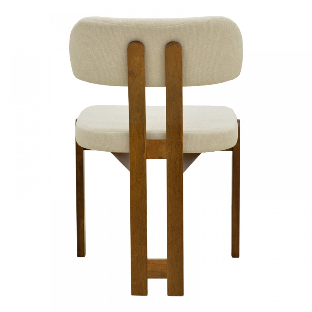 Καρέκλα Genoa Pakoworld Καρυδί Rubberwood Και Εκρού Ύφασμα 50X43X82Εκ