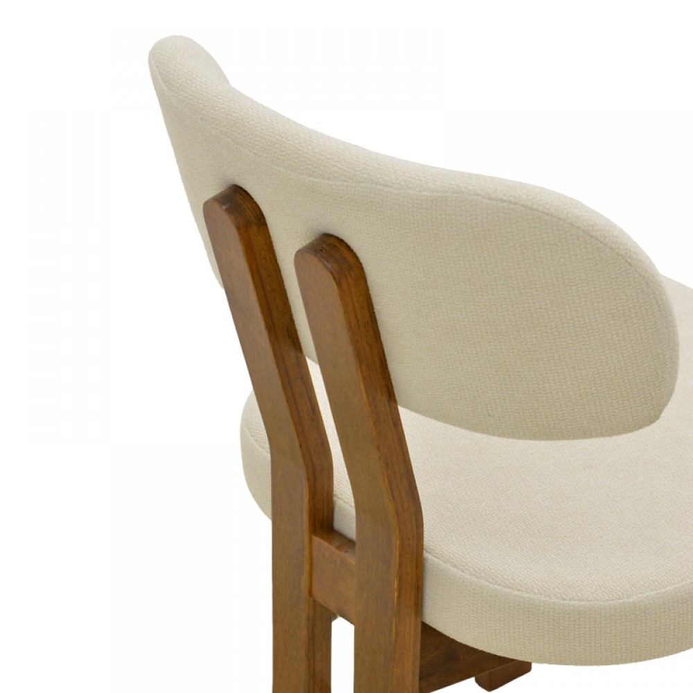 Καρέκλα Genoa Pakoworld Καρυδί Rubberwood Και Εκρού Ύφασμα 50X43X82Εκ