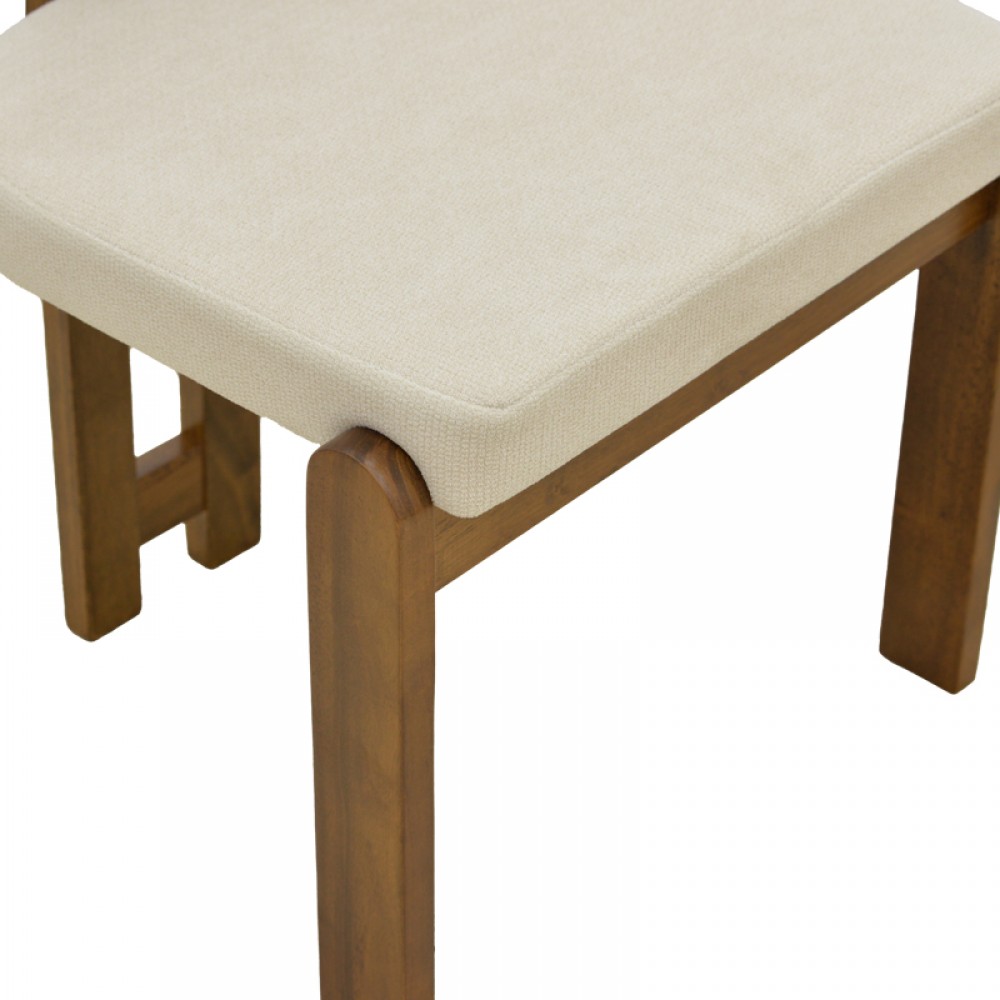 Καρέκλα Genoa Pakoworld Καρυδί Rubberwood Και Εκρού Ύφασμα 50X43X82Εκ