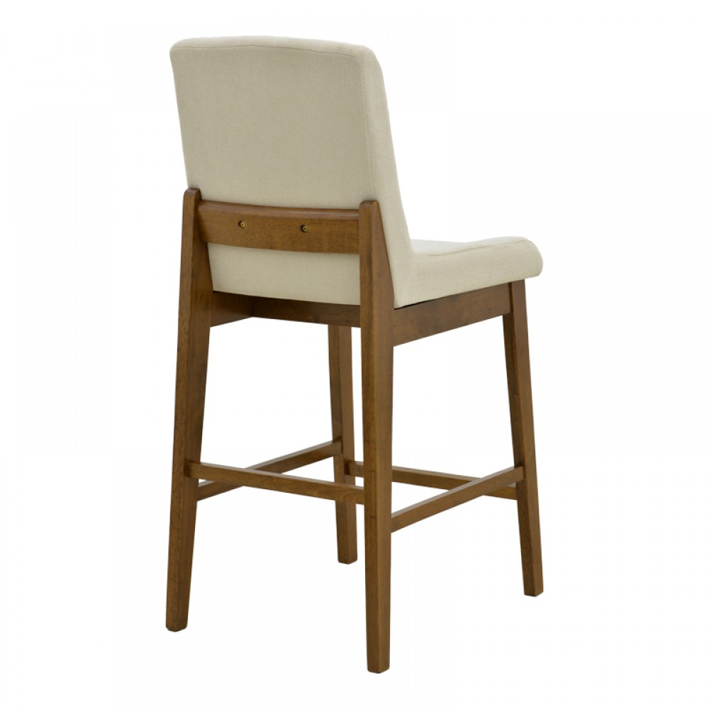 Σκαμπό Μπαρ Dalby Pakoworld Καρυδί Rubberwood Και Εκρού Ύφασμα 50X45X102,5Εκ