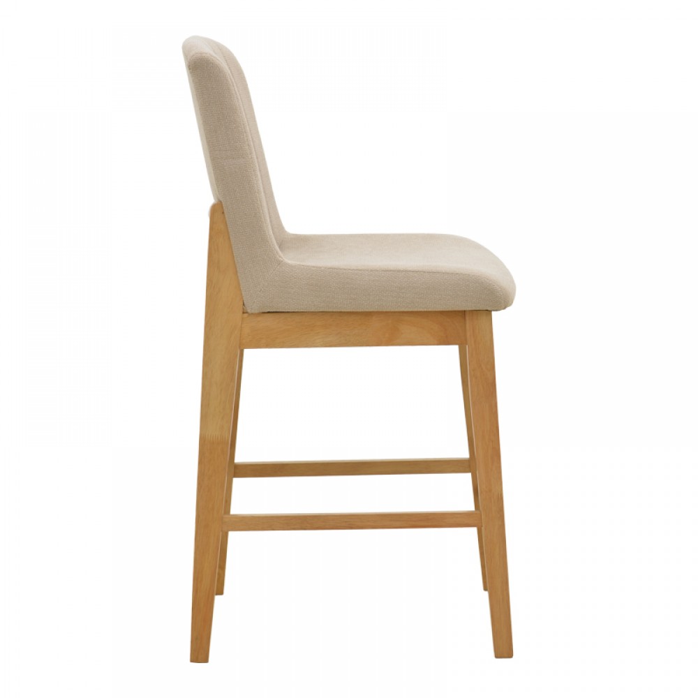 Σκαμπό Μπαρ Dalby Pakoworld Sonoma Rubberwood Και Μπεζ Ύφασμα 50X45X102,5Εκ