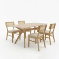 Τραπεζαρία Raffles Pakoworld Σετ 5Τεμ Rubberwood Με Pe Rattanσε Φυσική Απόχρωση 150X90X76Εκ