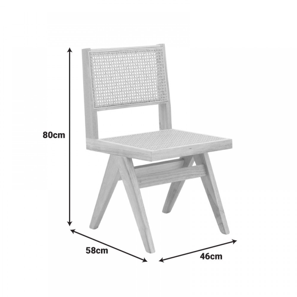 Καρέκλα Winslow Pakoworld Rubberwood-Rattan Σε Φυσική Απόχρωση 46X58X80Εκ