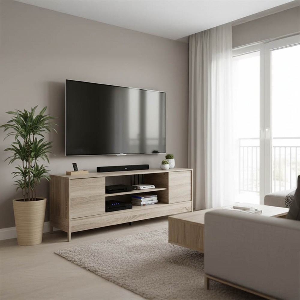 Έπιπλο Τηλεόρασης Sasa Pakoworld Σε Sonoma Απόχρωση 120X35X41.5Εκ