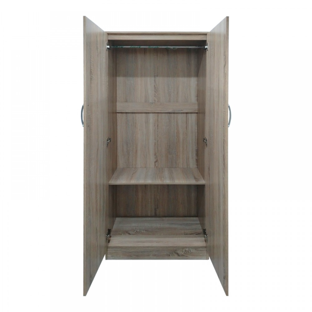 Ντουλάπα Δίφυλλη Athos Pakoworld Σε Sonoma Απόχρωση 80X42X180Εκ