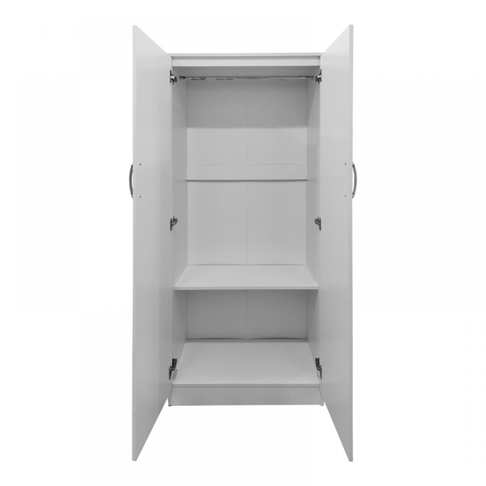 Ντουλάπα Δίφυλλη Athos Pakoworld Σε Λευκή Απόχρωση 80X42X180Εκ