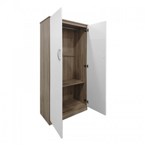 Ντουλάπα Δίφυλλη Athos Pakoworld Σε Sonoma-Λευκή Απόχρωση 80X42X180Εκ