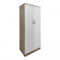 Ντουλάπα Δίφυλλη Athos Pakoworld Σε Sonoma-Λευκή Απόχρωση 80X42X180Εκ
