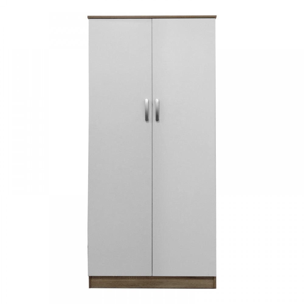 Ντουλάπα Δίφυλλη Athos Pakoworld Σε Sonoma-Λευκή Απόχρωση 80X42X180Εκ