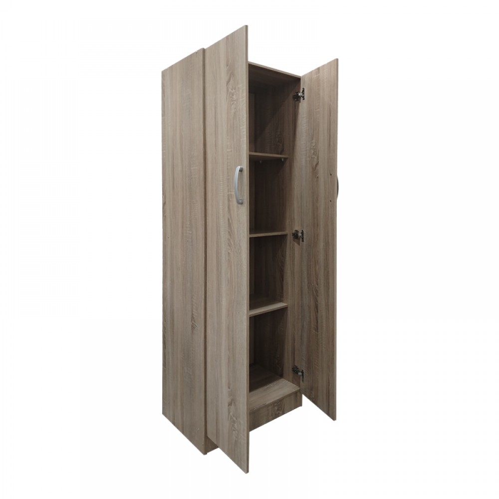 Ντουλάπα Δίφυλλη Athos Pakoworld Σε Sonoma Απόχρωση 60X42X180Εκ