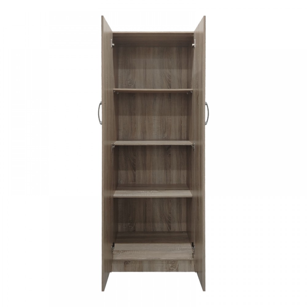 Ντουλάπα Δίφυλλη Athos Pakoworld Σε Sonoma Απόχρωση 60X42X180Εκ