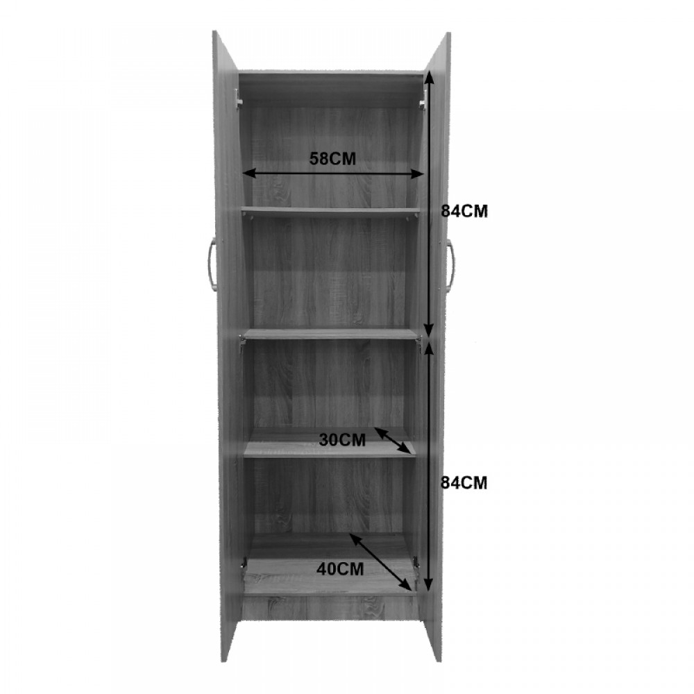 Ντουλάπα Δίφυλλη Athos Pakoworld Σε Sonoma Απόχρωση 60X42X180Εκ