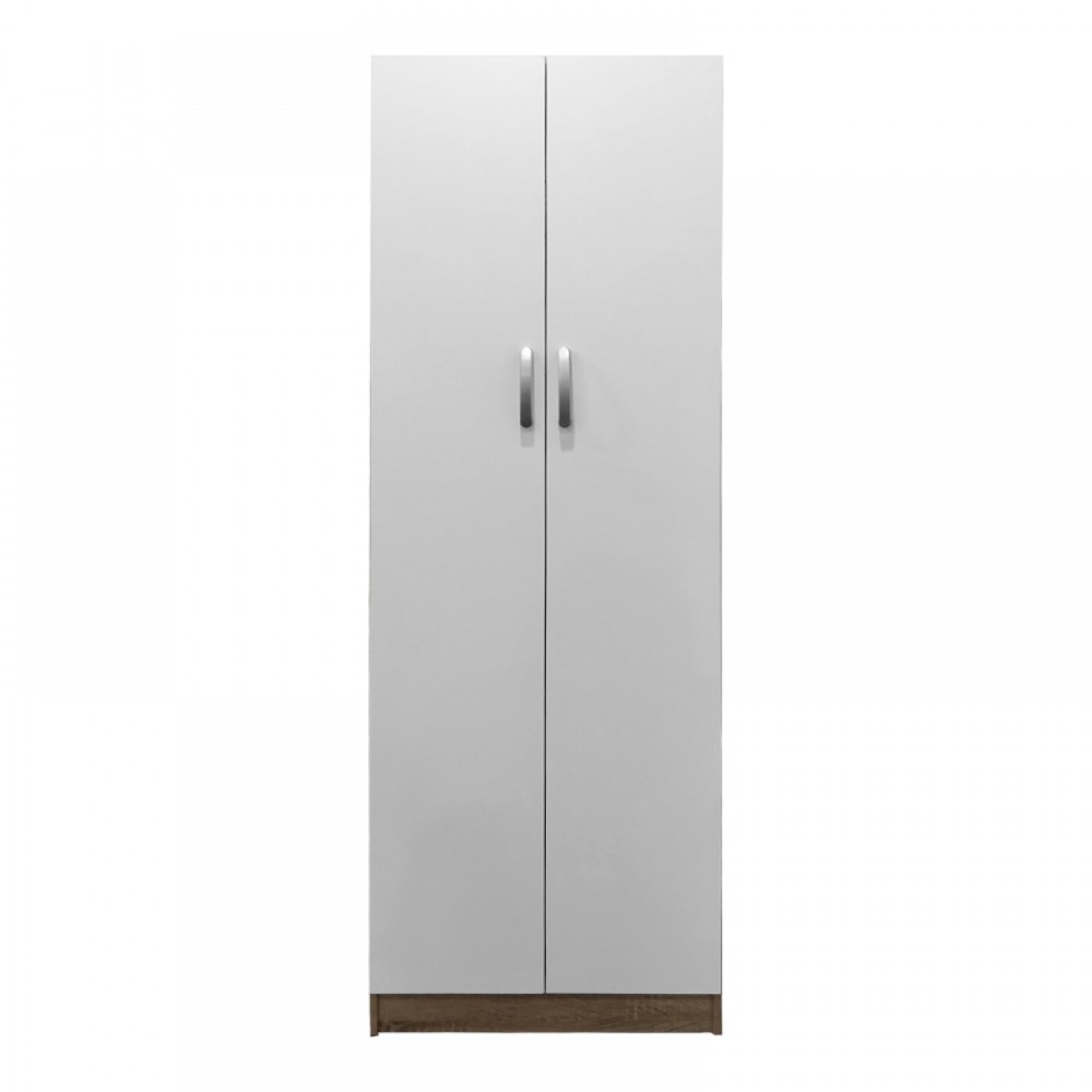 Ντουλάπα Δίφυλλη Athos Pakoworld Σε Sonoma-Λευκή Απόχρωση 60X42X180Εκ