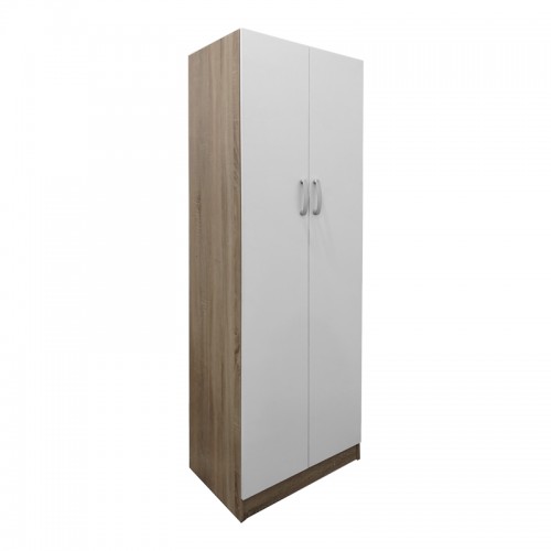 Ντουλάπα Δίφυλλη Athos Pakoworld Σε Sonoma-Λευκή Απόχρωση 60X42X180Εκ