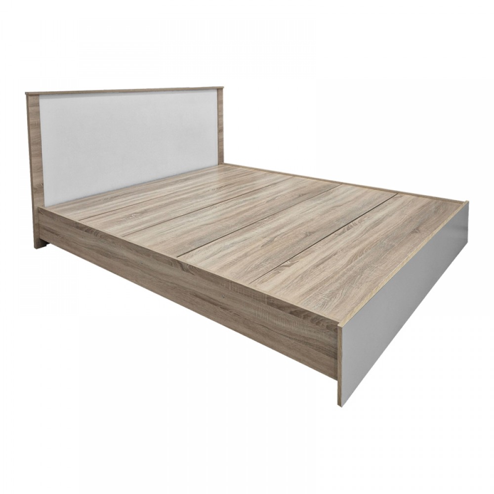 Κρεβάτι Athos Pakoworld Σε Sonoma-Λευκό Απόχρωση 160X200Εκ