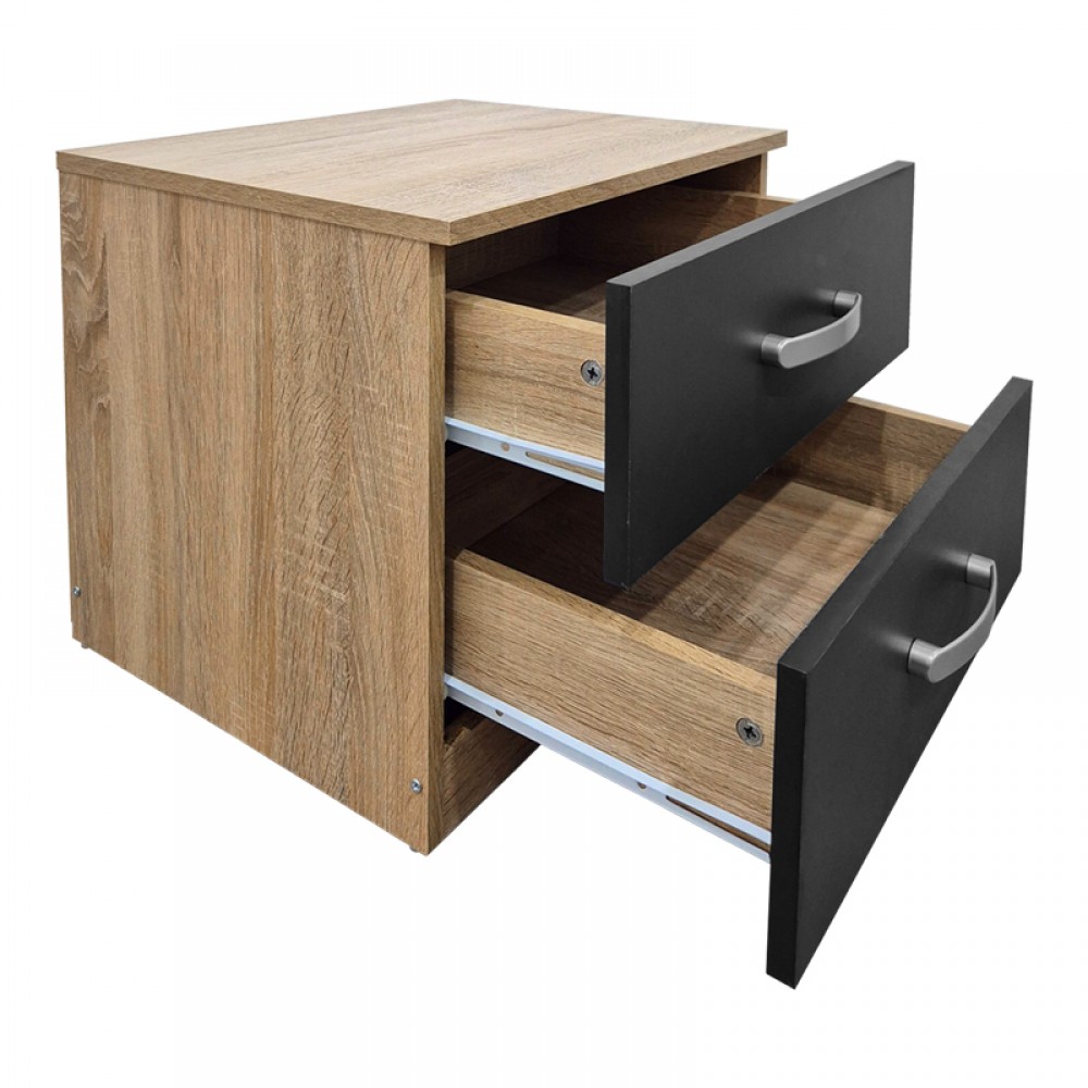 Κομοδίνο Athos Pakoworld Σε Sonoma-Ανθρακί Απόχρωση 48X40X41.5Εκ
