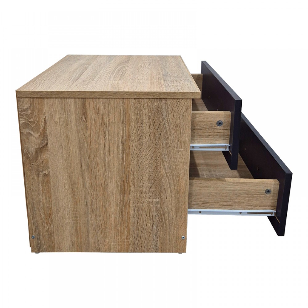 Κομοδίνο Athos Pakoworld Σε Sonoma-Ανθρακί Απόχρωση 48X40X41.5Εκ