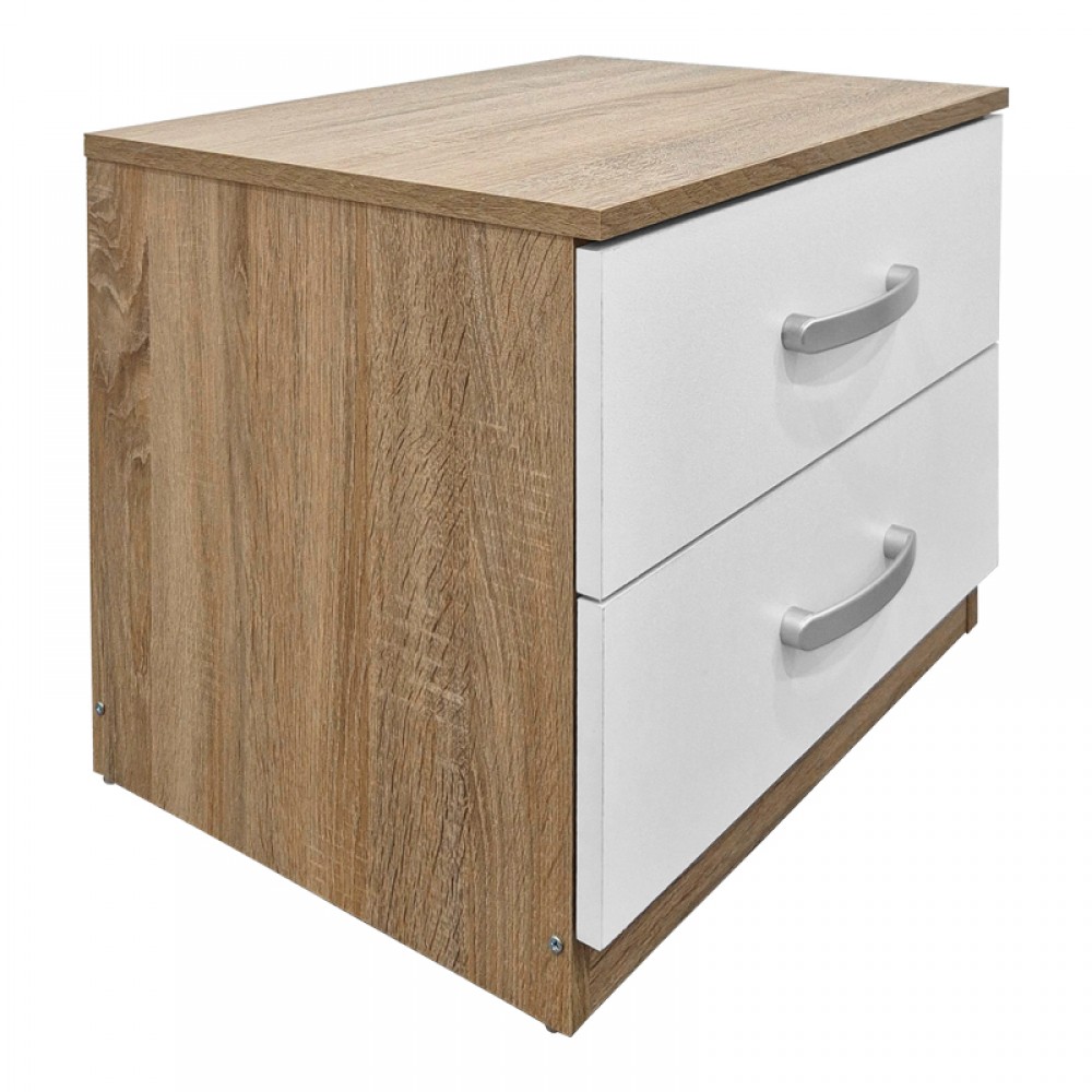 Κομοδίνο Athos Pakoworld Σε Sonoma-Λευκή Απόχρωση 48X40X41.5Εκ