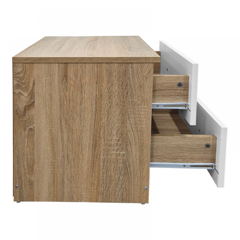 Κομοδίνο Athos Pakoworld Σε Sonoma-Λευκή Απόχρωση 48X40X41.5Εκ