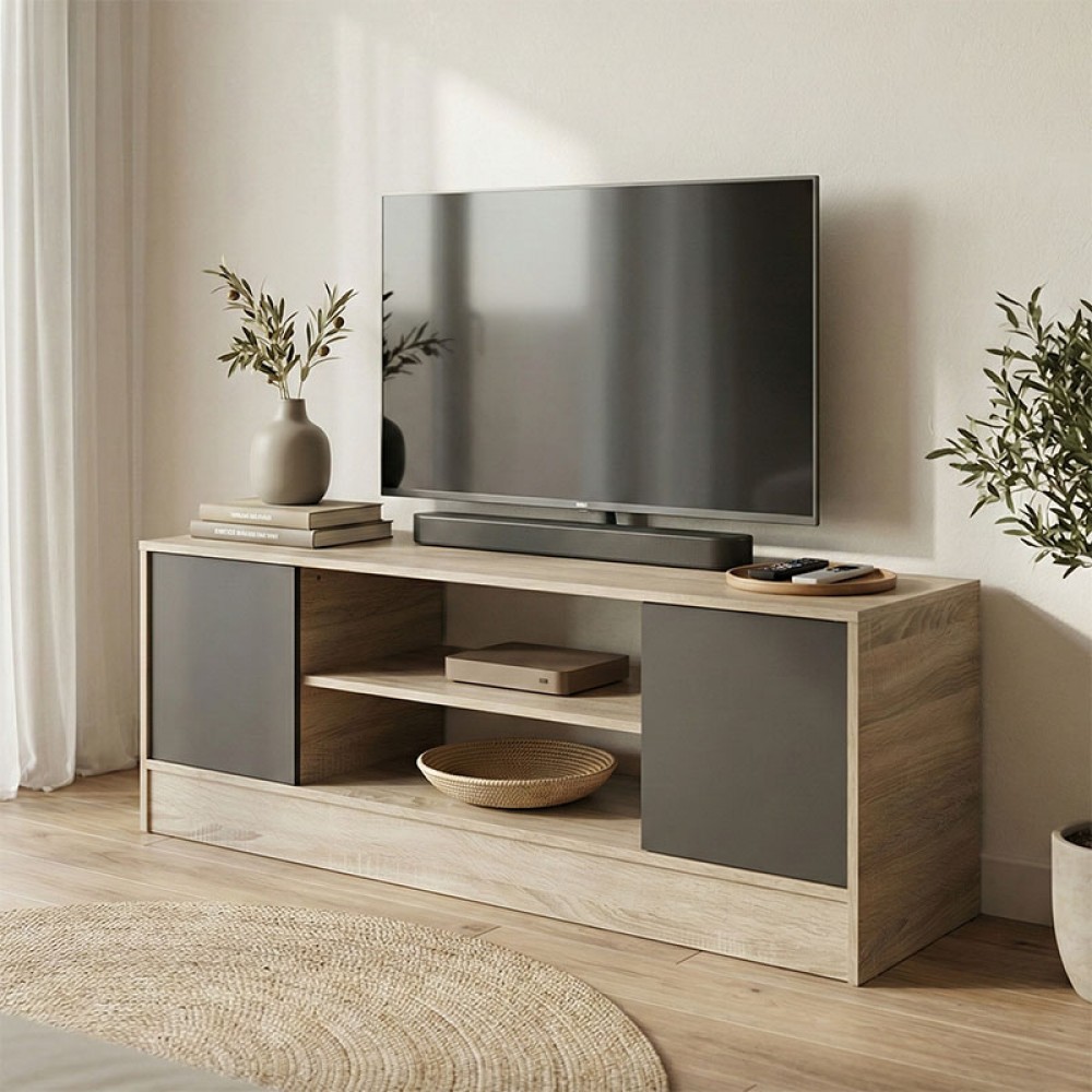 Έπιπλο Τηλεόρασης Sasa Pakoworld Sonoma-Ανθρακί 120X35X41.5Εκ