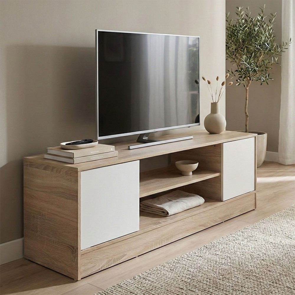 Έπιπλο Τηλεόρασης Sasa Pakoworld Sonoma-Λευκό 120X35X41.5Εκ